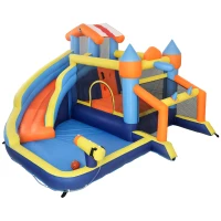 AIYAPLAY 8-in-1 Hüpfburg mit Gebläse Rutsche Planschbecken Trampolin Kletterwand für Indoor Outdoor 350x325x210cm Mehrfarbig(m-1)