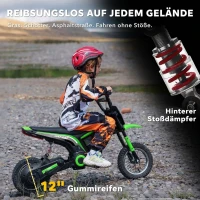 HOMCOM Elektro-Kindermotorrad, 24V Motor, einstellbare Geschwindigkeit, Musik & Lichter, Grün(m-7)