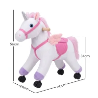 AIYAPLAY Caballo de Juguete para Montar con Ruedas, Correpasillos de Felpa con Sonidos de Cascos y Relinchos, Marco de Metal, Regalo para Niños y Niñas 18-36 Meses, Carga 50 kg, Blanco(m-3)