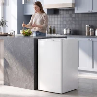 HOMCOM Mini-congelator 85 L, congelator vertical compact cu balamale reversibile și temperatură reglabilă, Alb(m-6)