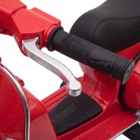 AIYAPLAY Moto Eléctrica Niños 12V Vespa PX150 Ruedas Auxiliares 2 Motores Suspensión Trasera Música Faros 3 km/h 3-6 Años Rojo(m-13)