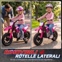 AIYAPLAY Moto Elettrica per Bambini 3+ Anni Licenza Honda CRF 450R, 12V Batteria al Litio, con Sospensioni, Rosa(m-6)
