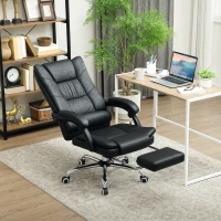 Vinsetto Massagstuhl Bürostuhl mit Massagefunktion, inkl. Fußstütze, höhenverstellbar, 64 cm x 70 cm x 118 cm, Schwarz(m-10)