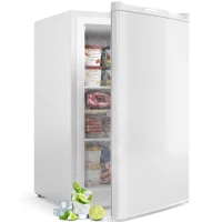 HOMCOM Mini-congelator 85 L, congelator vertical compact cu balamale reversibile și temperatură reglabilă, Alb(m-7)