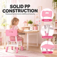 AIYAPLAY 2 PCS Kids Desk Chairs, 3 Level Height Adjustable Children's Chairs with Backrest for 1.5-8 Years, Max Load 50KG, Pink(m-6)