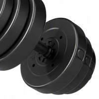 SPORTNOW Kit Haltères Musculation 50 kg 3 en 1, Poids Réglable Revêtement PP, Barre Antidérapante, Verrouillage, Noir(m-12)