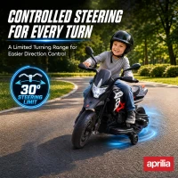 AIYAPLAY 6V Kids Electric Motorbike with Training Wheels, Headlight, Music, Horn for 80-110 cm Height, 18 Months-4 Years, Black(m-7)