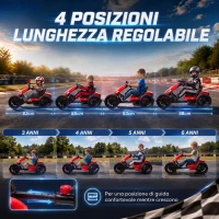 AIYAPLAY Go-Kart Elettrico per Bambini 3-6 Anni 12V con 2 Motori, Avvio Morbido, Sedile Regolabile e Luci LED, Rosso(m-5)