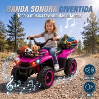 AIYAPLAY Quad Elétrico Infantil 12V com 2 Motores, Bateria de Lítio, 2 Cestos e MP3, Rosa, 3-8 Anos(m-7)