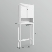 HOMCOM Dulap deasupra toaletei cu 2 uși și raft deschis, bară inferioară, 70x20x175 cm, alb(m-3)