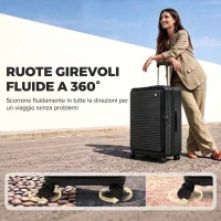 HOMCOM Valigia Rigida Grande 116L Espandibile con 4 Ruote e Lucchetto TSA, 50x33x77 cm, Nero(m-7)