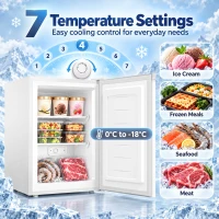 HOMCOM 85L Mini Freezer Countertop, Compact Freestanding Upright Freezer with Reversible Door, Removable Glass Shelves, White(m-4)