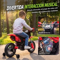 AIYAPLAY Moto Eléctrica Niños 12V con 2 Ruedas Auxiliares Desmontables 2 Motores Suspensión Trasera 3 km/h 3-6 Años Rojo(m-9)
