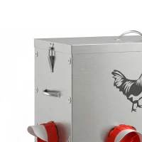 PawHut Mangeoire Automatique à Poulet 27L, 6 Ports, Hauteur Reglable, Couvercle Verrouillable, 42x25x55cm, Acier, Argent(m-13)
