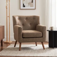 HOMCOM Sillón Relax Sofá Individual de PU Cojín de Asiento con Muelles Respaldo Acolchado Patas de Madera 72x76x80 cm Marrón(m-11)