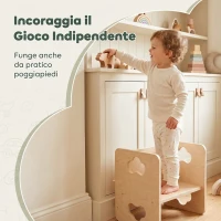 AIYAPLAY Set Tavolo Bambini con Sedia, 18-36 Mesi, Design Ribaltabile con 3 Opzioni di Altezza, Color Legno(m-4)