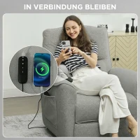 HOMCOM Relaxsessel Fernsehsessel Elektrisch mit Liegefunktion Heizung Vibrationsmassage(m-7)