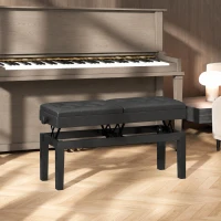 HOMCOM Banc de piano réglable en hauteur, tabouret de piano avec rangement, banquette pour clavier capitonné, noir(m-2)