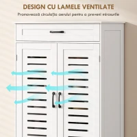 HOMCOM Pantofar pentru Hol cu 2 Uși cu Lamele, 5 Niveluri, Rafturi Reglabile, pentru 20 Perechi de Pantofi, 78x37x115,8 cm, Alb(m-6)
