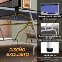 SPORTNOW Mesa de Ping Pong Plegable Mesa de Tenis de Mesa Diseño Compacto con Red y Reposapiés Ajustables 274x152,5x76 cm Azul(m-6)