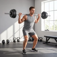 SPORTNOW Kit Haltères Musculation 50 kg 3 en 1, Poids Réglable Revêtement PP, Barre Antidérapante, Verrouillage, Noir(m-14)