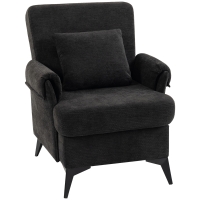 HOMCOM Fauteuil Relax Fauteuil individuel en chenille Fauteuil de salon moderne Assise large et coussin épais Coussin lombaire Noir