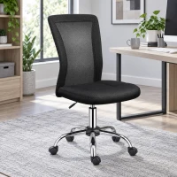 Vinsetto Chaise de Bureau Ergonomique, Fauteuil de Bureau, Hauteur Réglable, Piètement Chromé Noir(m-14)