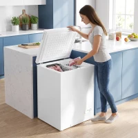 HOMCOM 91L Freestanding Chest Freezer with Removable Storage Basket, Chest Freezer with Mechanical Temperature Control, White(m-8)