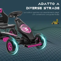 HOMCOM Go Kart a Pedali per Bambini 5-12 Anni con Sedile Regolabile, in Metallo e PP 117x58x61 cm, Rosa e Nero(m-6)