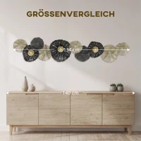 HOMCOM Wandbild, Wandschmuck mit Metallrahmen, moderner Stil, Schwarz+Gold(m-7)
