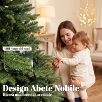 HOMCOM Albero di Natale Artificiale con 1161 Rami 210 cm, Base Pieghevole in Legno e Metallo, Verde(m-5)