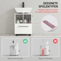 HOMCOM Badezimmerschrank, Waschbecken-Kommode mit Schublade, kompakt, Spanplatte, Weiß(m-4)