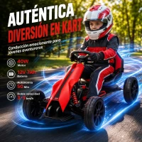 HOMCOM Kart Coche Eléctrico Infantil 12V de 3 a 8 Años Velocidad 3-5km/h y Cinturón de Seguridad 100x58x58,5cm Rojo(m-4)