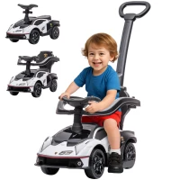 AIYAPLAY Lamborghini Essenza SCV1 Licensed 2 in 1 Kids Ride on Push Car Toddler Push Along Car with Parent Handle Foot To Floor Slider with Horn Steering Wheel NO POWER for 1 - 3 Years, White(m-1)