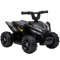 AIYAPLAY Quad Elettrico per Bambini 6V, Marce Avanti, 2 km/h, per 18-48 Mesi, Portata 25 kg, Interno ed Esterno, Nero(m-1)