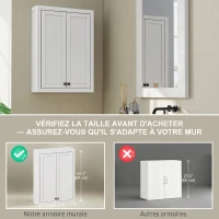 HOMCOM Armoire murale de salle de bain 3 niveaux, meuble de rangement suspendu  2 portes étagère réglable 61 x 20 x 84 cm blanc(m-4)