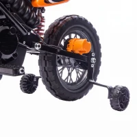 AIYAPLAY Moto Eléctrica Niños 12V 2 Ruedas Auxiliares Desmontables 2 Motores Suspensión Trasera 3 km/h 3-6 Años Naranja(m-14)