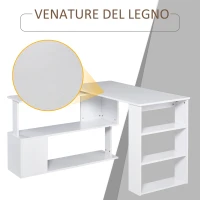 HOMCOM Scrivania ad Angolo con 5 Ripiani, 120 x 100 x 74.5cm, Bianca(m-7)