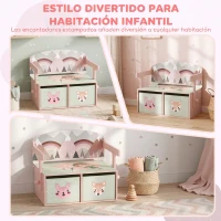 AIYAPLAY Banco Infantil Convertible 3 en 1 Juego de Mesa y Silla Baúl de Juguetes con 2 Cajones de Tela 3-6 Años Rosa(m-6)