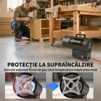 Outsunny Încălzitor Industrial cu Propan, Portabil, 15 kW, cu Aprindere Piezoelectrică, Negru(m-6)