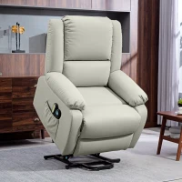 HOMCOM Sillón Levanta Personas Eléctrico con 8 Punto de Masaje Función Calentamiento 2 Controles Remotos y Bolsillo Gris Claro(m-10)