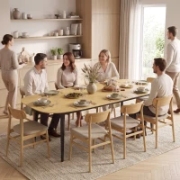 HOMCOM Mesa de Comedor Extensible Rectangular para 6 a 8 Personas, Mesa de Cocina 160-200 cm con Estantería, Marrón(m-5)