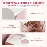 AIYAPLAY Comodino per Bambini 3-8 Anni con 2 Cassetti, Angoli Arrotondati, Maniglie a Cuore, 34x31x36 cm, Rosa(m-6)