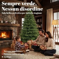 HOMCOM Albero di Natale Artificiale con 1161 Rami 210 cm, Base Pieghevole in Legno e Metallo, Verde(m-4)