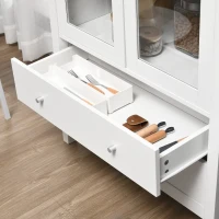 HOMCOM Vitrina de Salón Aparador de Cocina con 2 Puertas de Vidrio 3 Estantes 2 Cajones para Comedor Oficina 80x40x160cm Blanco(m-8)