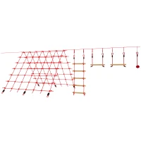 AIYAPLAY Parcours d'obstacles Ninja pour enfants 10 M kit de tyrolienne complet charge 100 kg, installation facile, rouge(m-1)