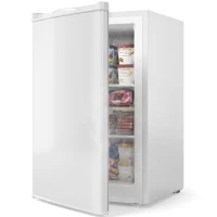 HOMCOM Mini-congelator 85 L, congelator vertical compact cu balamale reversibile și temperatură reglabilă, Alb(m-8)
