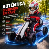 HOMCOM Kart Coche Eléctrico Infantil 12V de 3 a 8 Años Velocidad 3-5km/h y Cinturón de Seguridad 100x58x58,5cm Blanco(m-4)