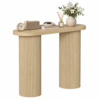 HOMCOM Consolă canelată, depozitare ascunsă, picioare-coloană, stil rustic, consolă de intrare îngustă, 103x35x80cm Stejar(m-8)