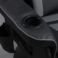 HOMCOM Gamingsessel, Massagefunktion, neigbare Lehne, Fußstütze, bis 120 kg, Stahlrahmen, Kunstleder, Grau(m-9)